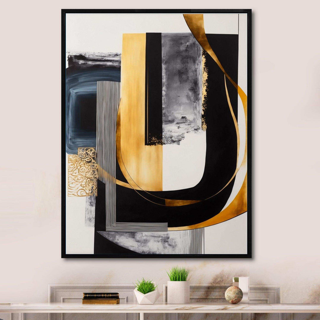 Glam Gold And Black Expression III - Modern Living Room Wall Decor