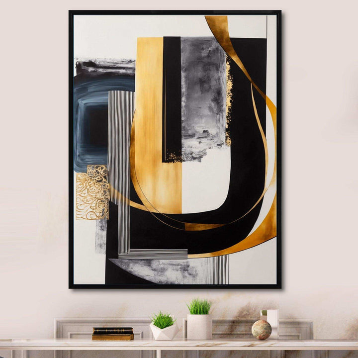 Glam Gold And Black Expression III - Modern Living Room Wall Decor