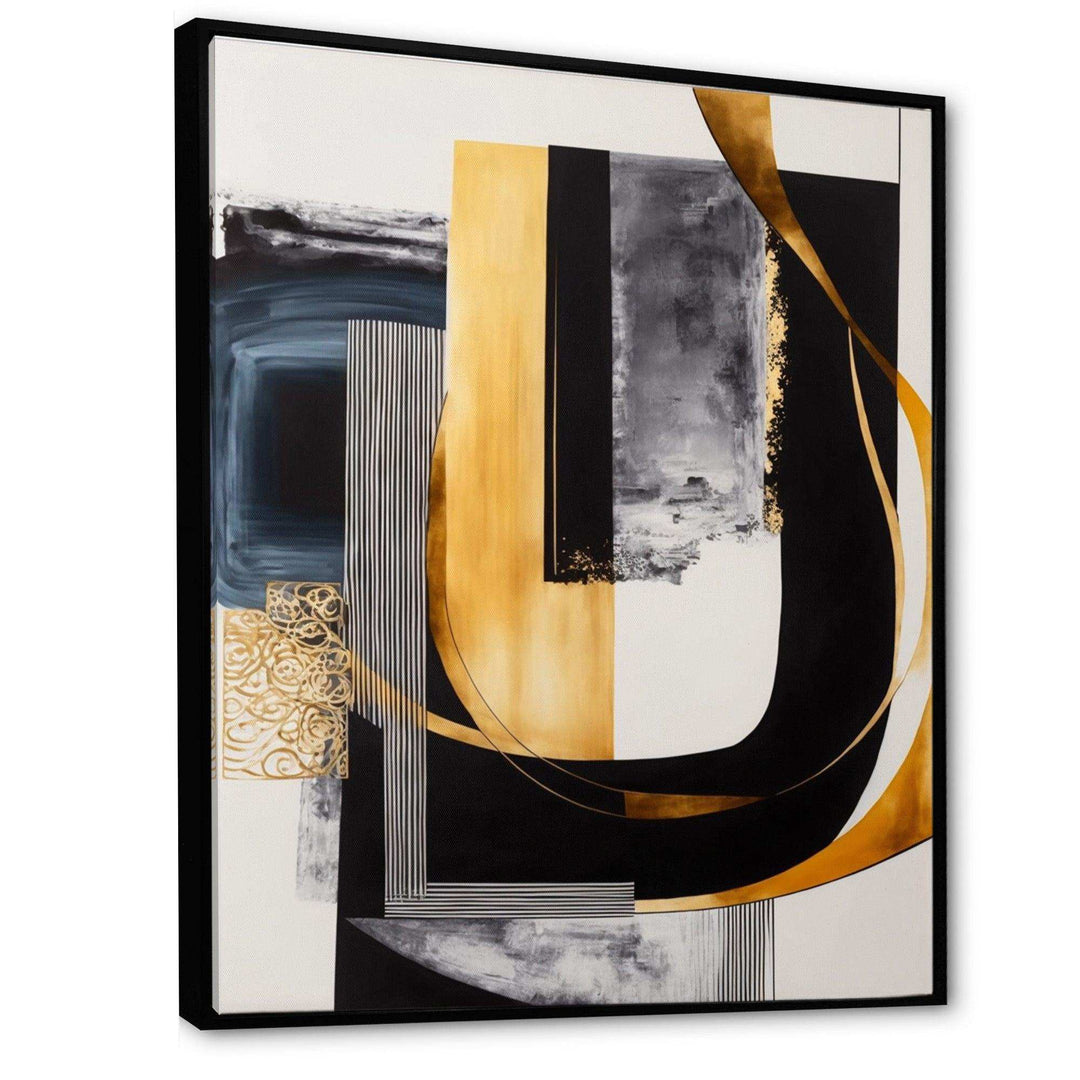 Glam Gold And Black Expression III - Modern Living Room Wall Decor