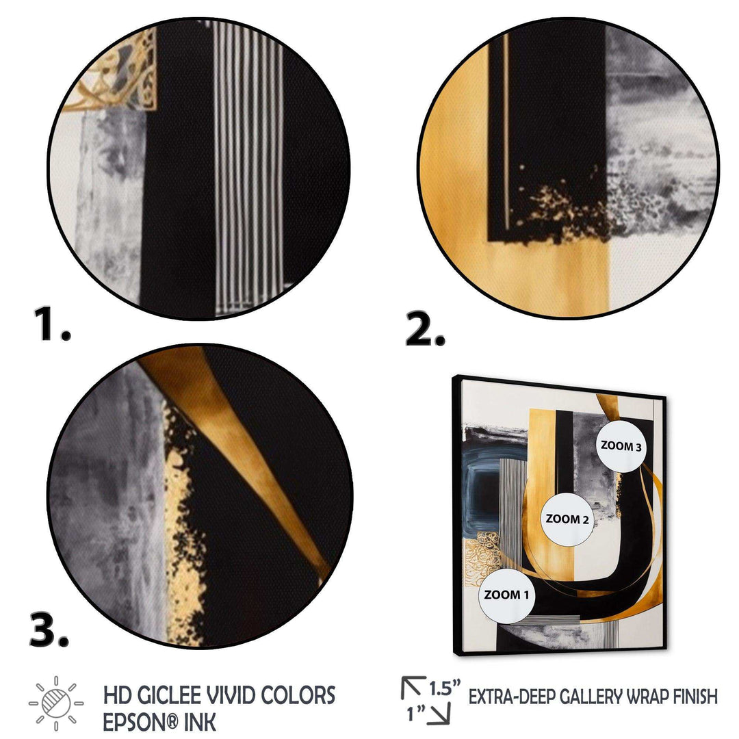 Glam Gold And Black Expression III - Modern Living Room Wall Decor