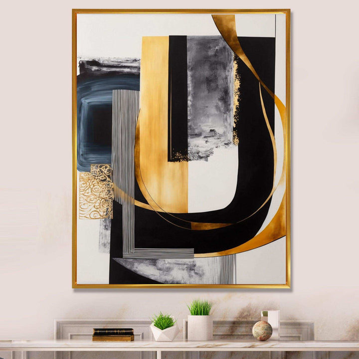 Glam Gold And Black Expression III - Modern Living Room Wall Decor