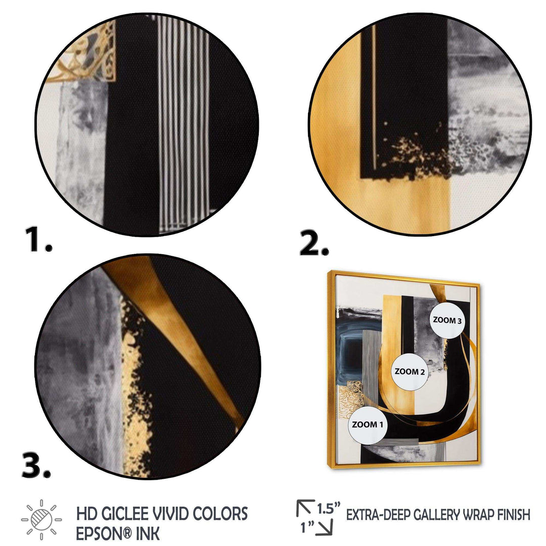 Glam Gold And Black Expression III - Modern Living Room Wall Decor