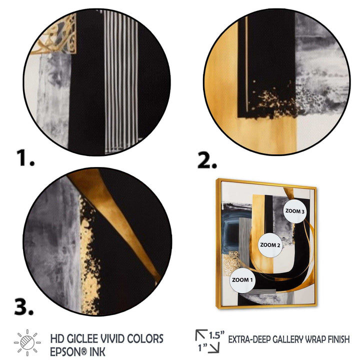 Glam Gold And Black Expression III - Modern Living Room Wall Decor