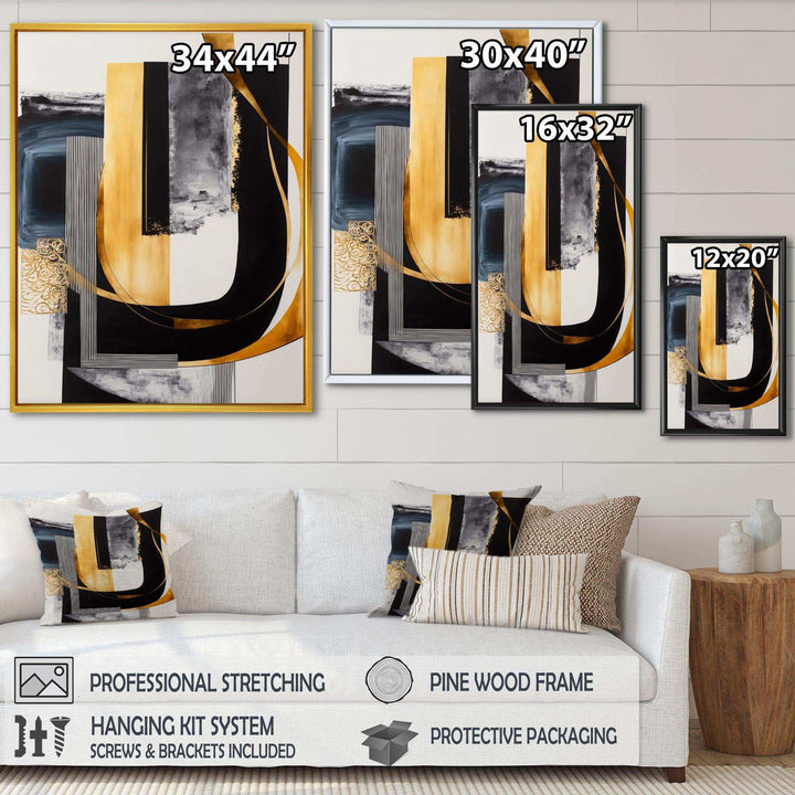 Glam Gold And Black Expression III - Modern Living Room Wall Decor