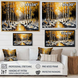 Monochrome Golden Birch Trees By The River I