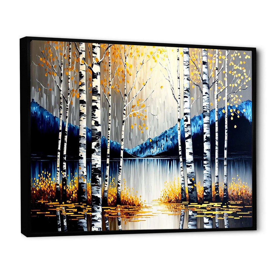 Monochrome Golden Birch Trees By The River IV