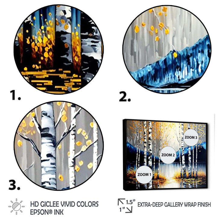 Monochrome Golden Birch Trees By The River IV