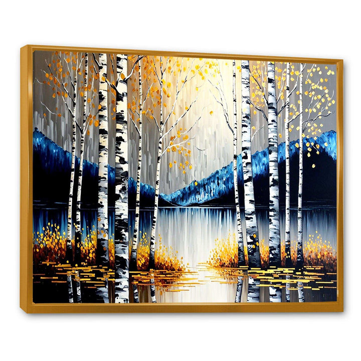 Monochrome Golden Birch Trees By The River IV