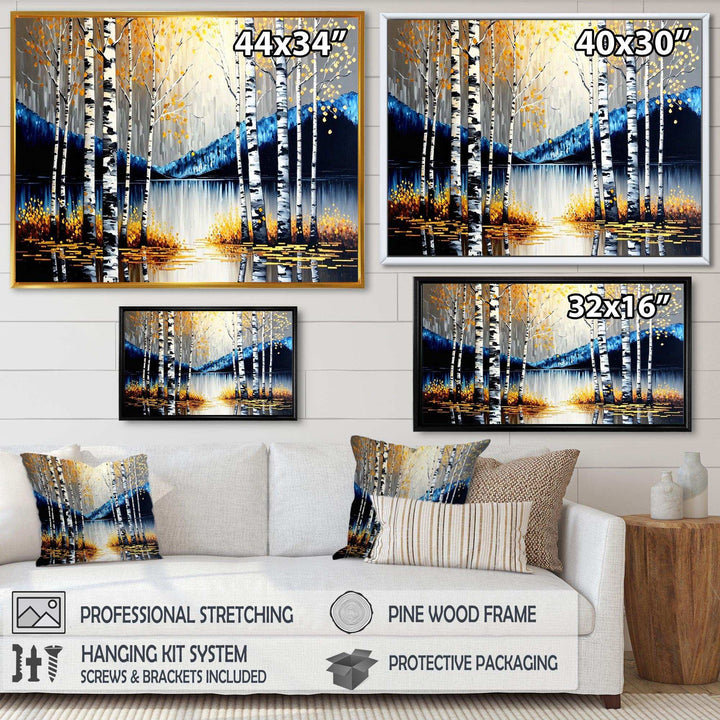 Monochrome Golden Birch Trees By The River IV