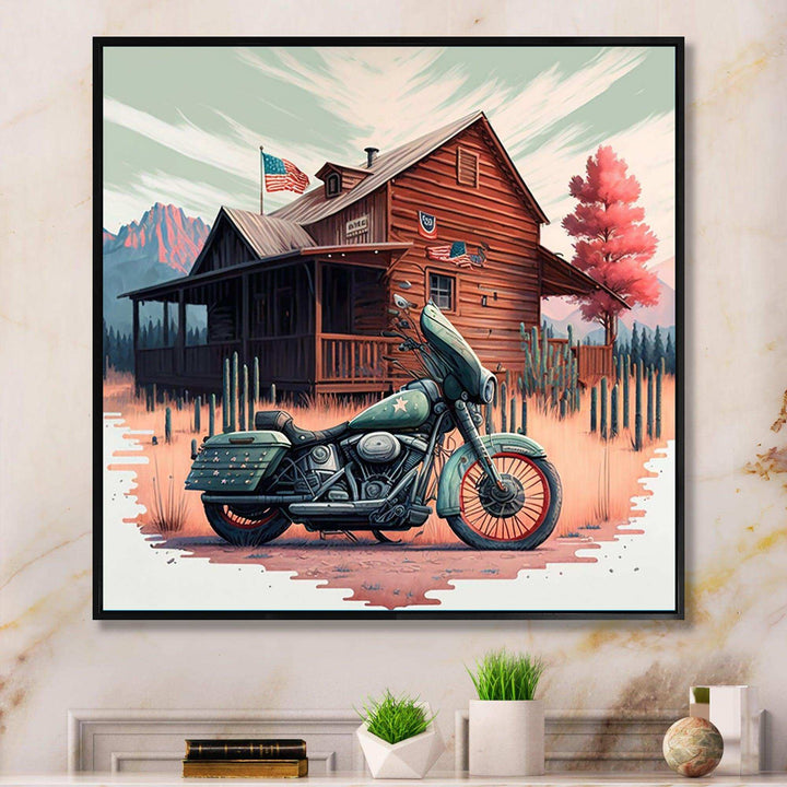 Motorcycle Parked At The Cabin V
