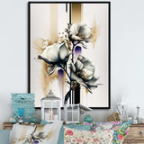 White Orchid Flower On Golden Beige Paint I