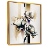 White Orchid Flower On Golden Beige Paint I