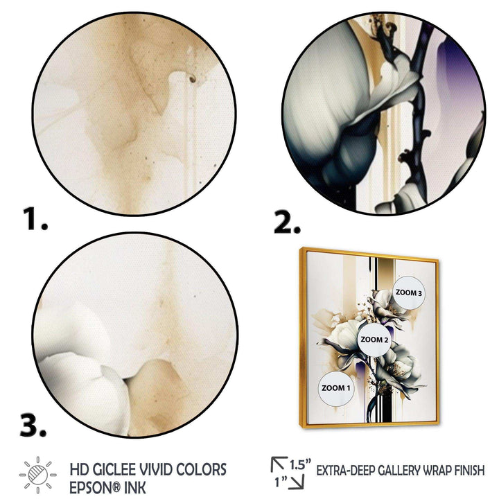 White Orchid Flower On Golden Beige Paint I