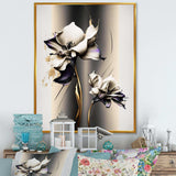 White Orchid Flower On Golden Beige Paint III