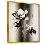 White Orchid Flower On Golden Beige Paint III