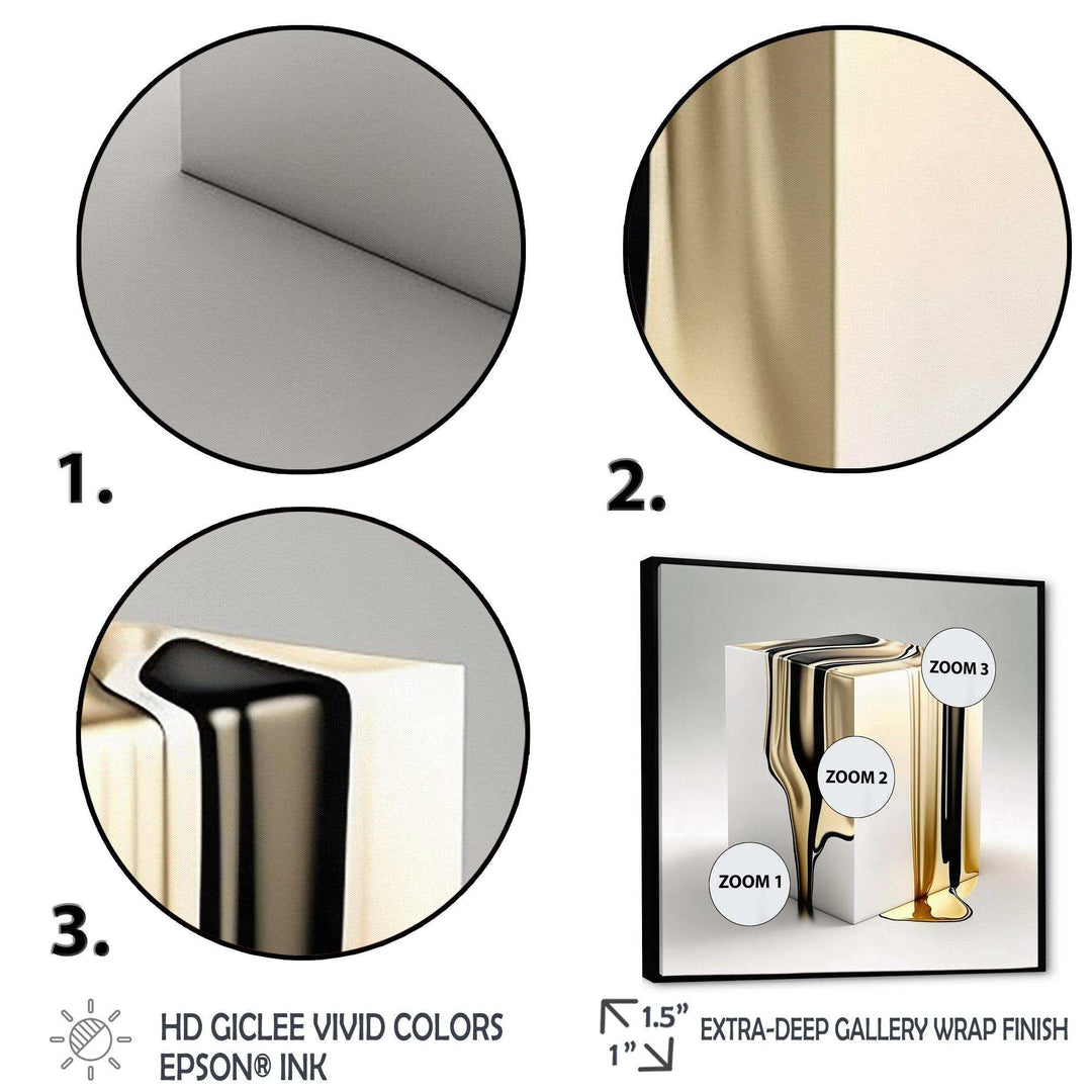 Black And Gold Cubic Expression I - Modern Living Room Wall Decor
