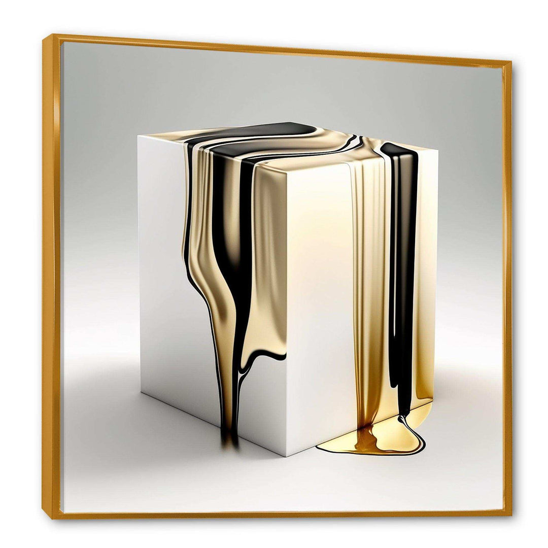 Black And Gold Cubic Expression I - Modern Living Room Wall Decor