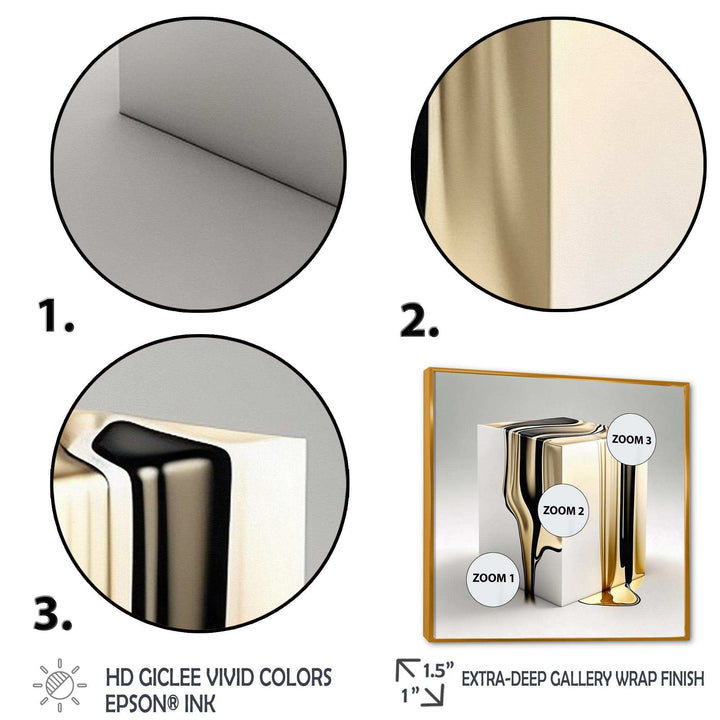 Black And Gold Cubic Expression I - Modern Living Room Wall Decor