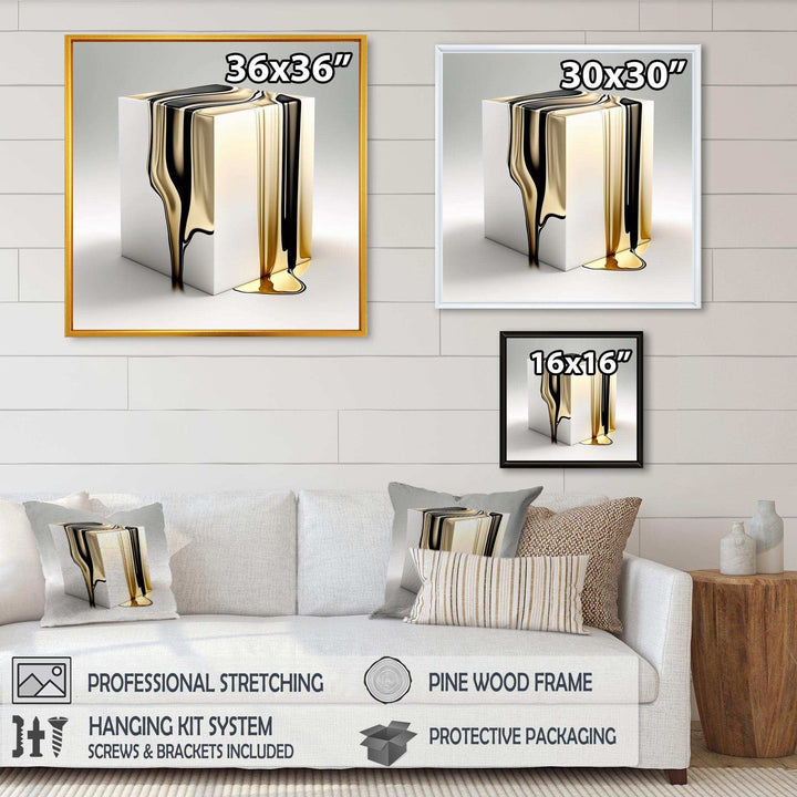 Black And Gold Cubic Expression I - Modern Living Room Wall Decor