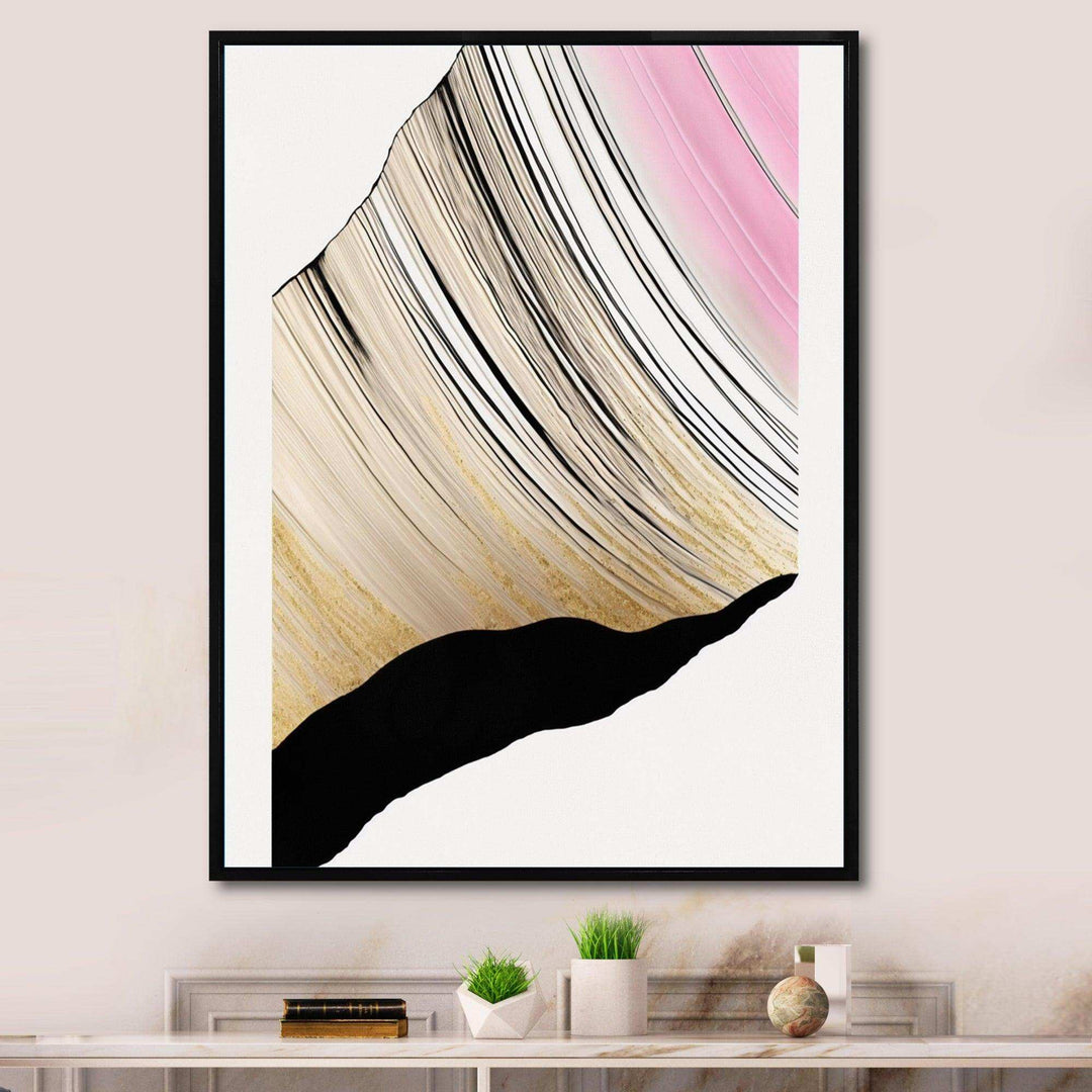 Minimalism Pink And Gold Cubic Fusion I - Modern Canvas Wall Art