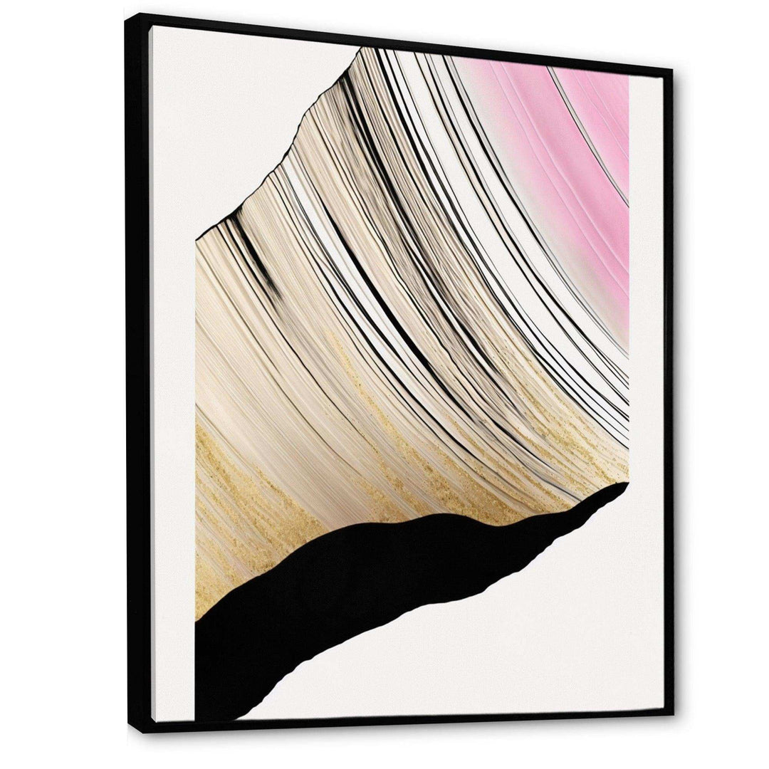 Minimalism Pink And Gold Cubic Fusion I - Modern Canvas Wall Art