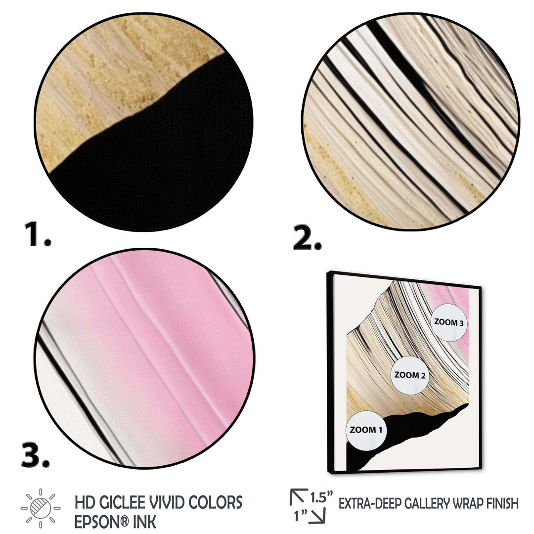 Minimalism Pink And Gold Cubic Fusion I - Modern Canvas Wall Art