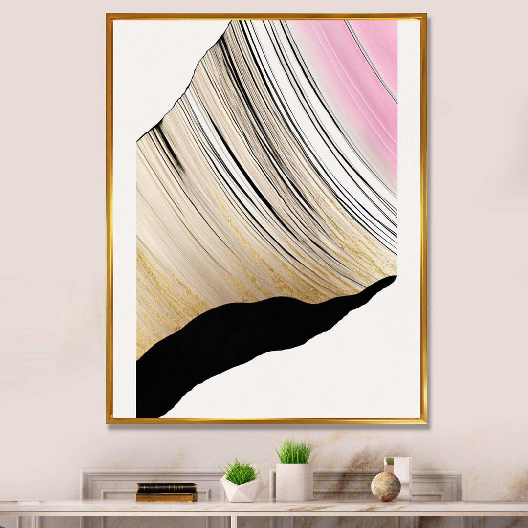 Minimalism Pink And Gold Cubic Fusion I - Modern Canvas Wall Art