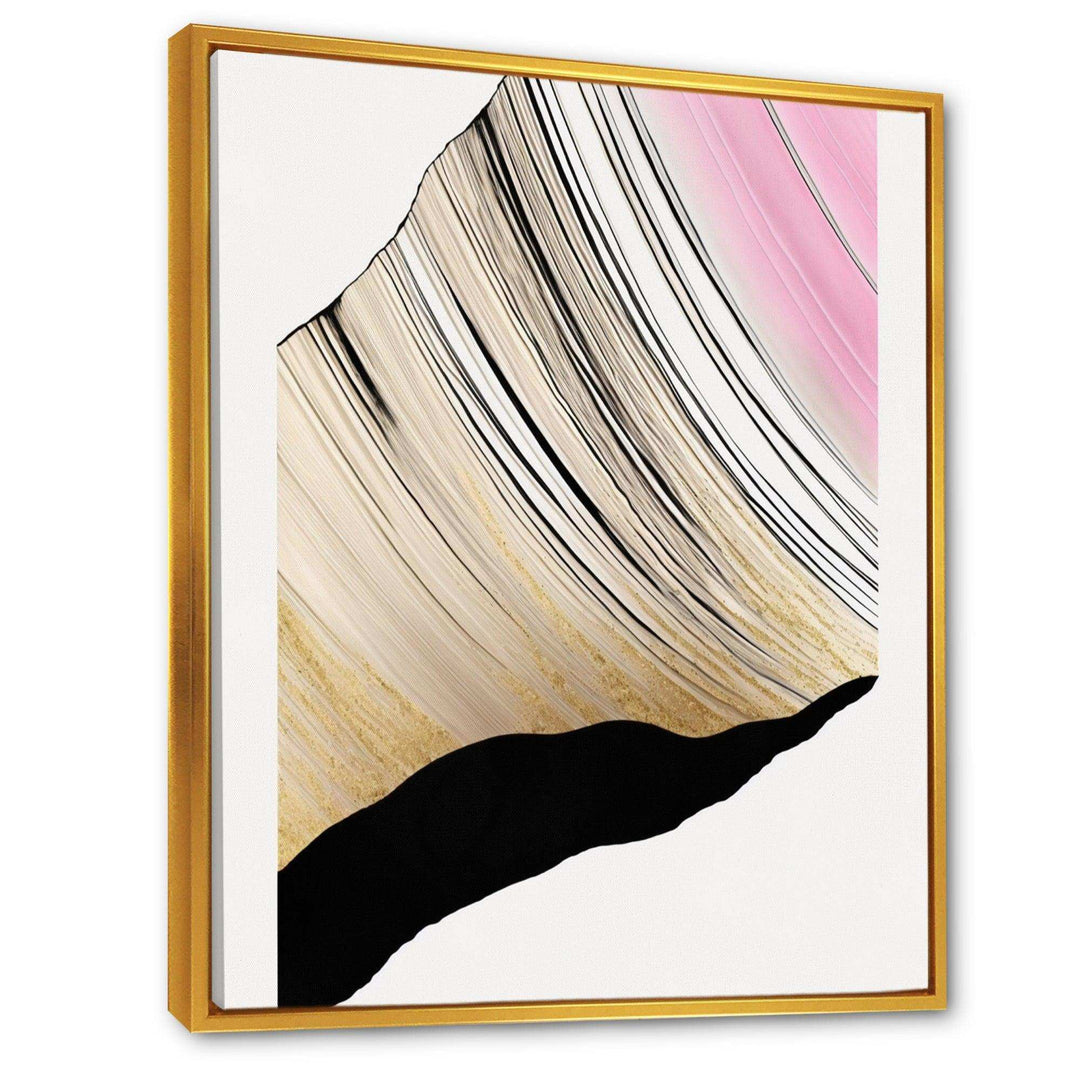 Minimalism Pink And Gold Cubic Fusion I - Modern Canvas Wall Art