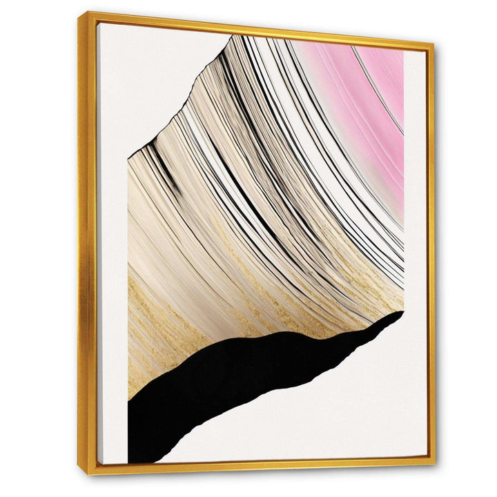 Minimalism Pink And Gold Cubic Fusion I - Modern Canvas Wall Art