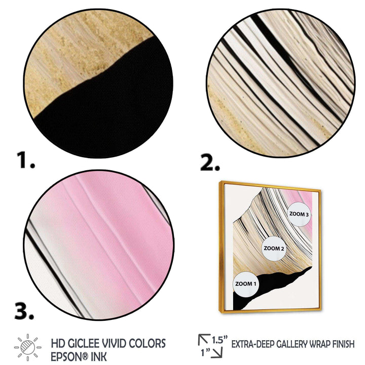 Minimalism Pink And Gold Cubic Fusion I - Modern Canvas Wall Art