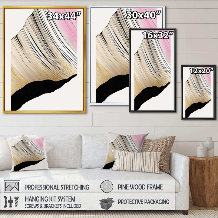 Minimalism Pink And Gold Cubic Fusion I - Modern Canvas Wall Art