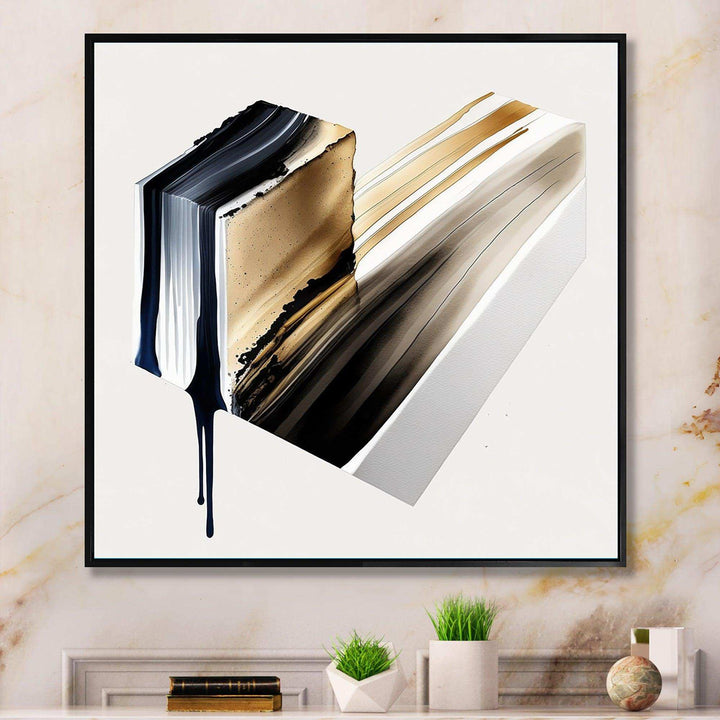Black And Gold Cubic Expression II - Modern Bedroom Wall Art