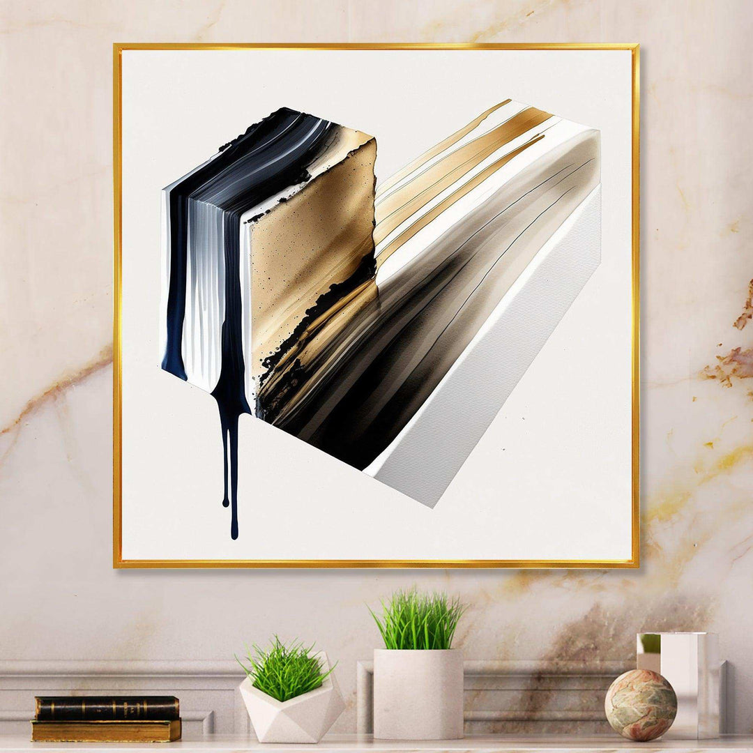 Black And Gold Cubic Expression II - Modern Bedroom Wall Art