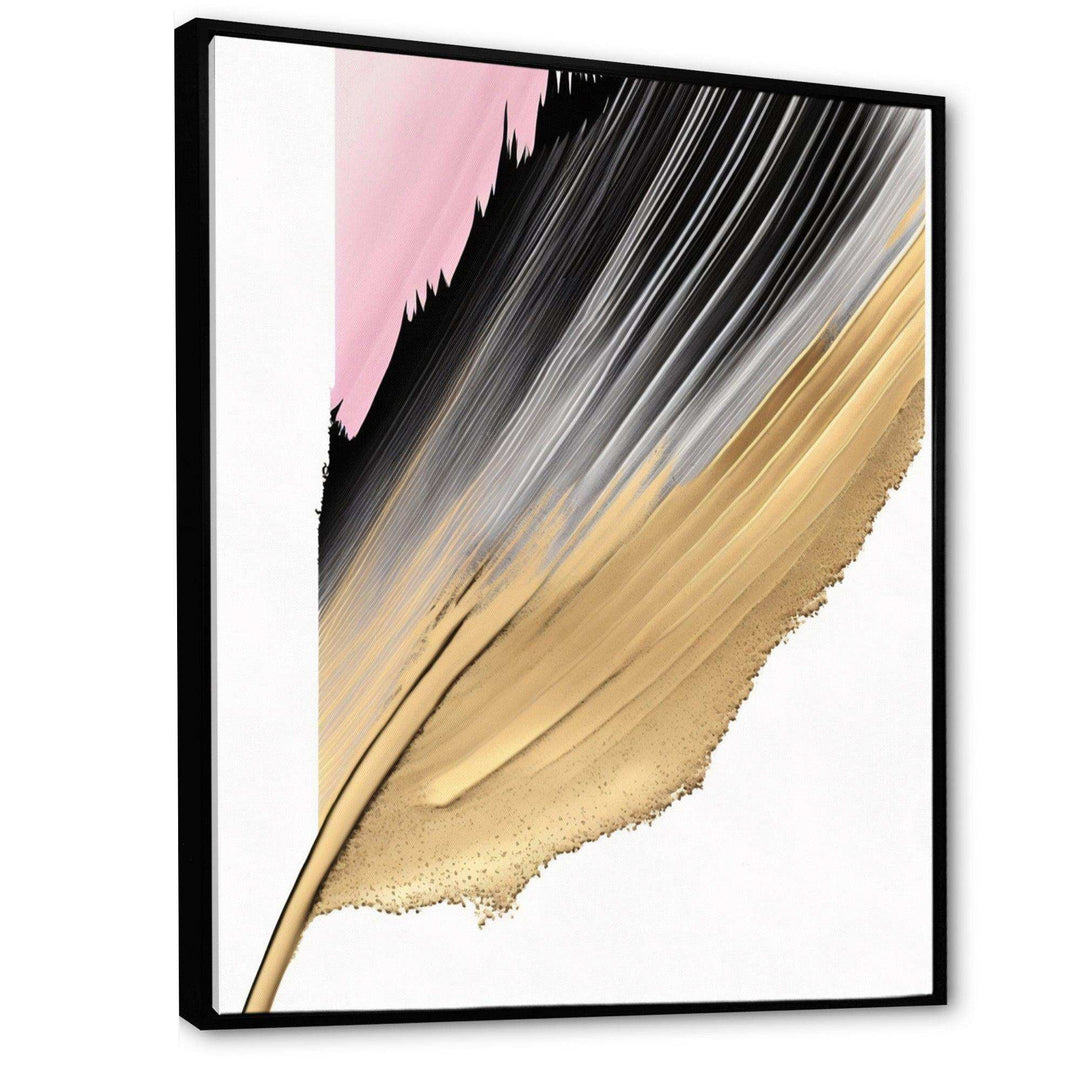 Minimalism Pink And Gold Cubic Fusion II - Modern Living Room Wall Decor