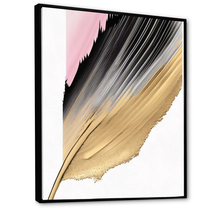 Minimalism Pink And Gold Cubic Fusion II - Modern Living Room Wall Decor