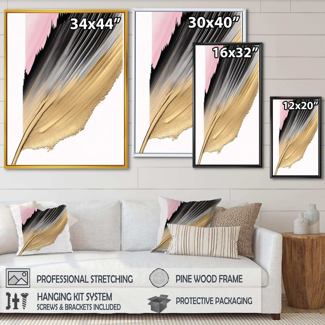 Minimalism Pink And Gold Cubic Fusion II - Modern Living Room Wall Decor