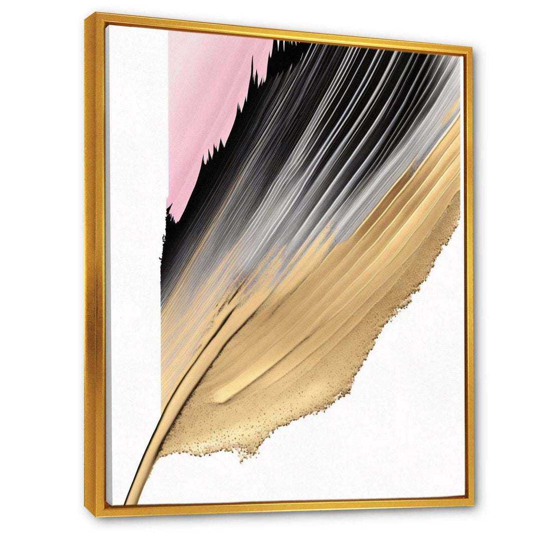 Minimalism Pink And Gold Cubic Fusion II - Modern Living Room Wall Decor