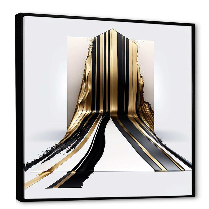 Black And Gold Cubic Expression V - Modern Bedroom Wall Art