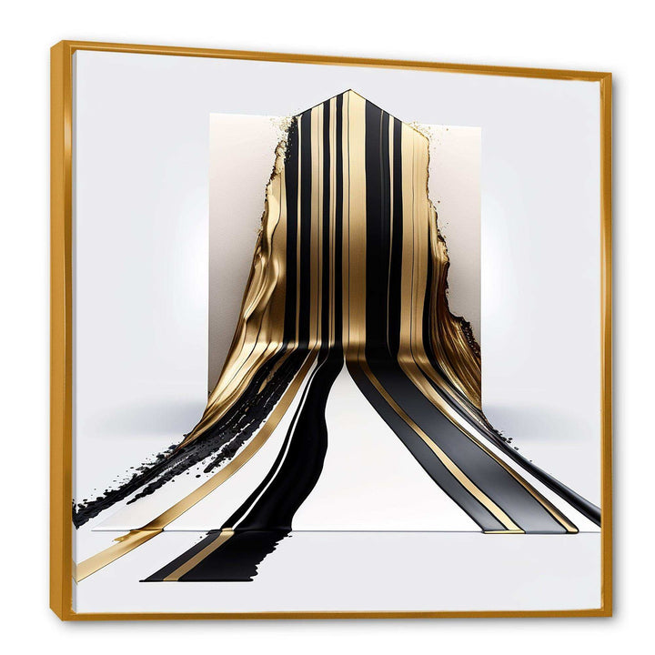 Black And Gold Cubic Expression V - Modern Bedroom Wall Art