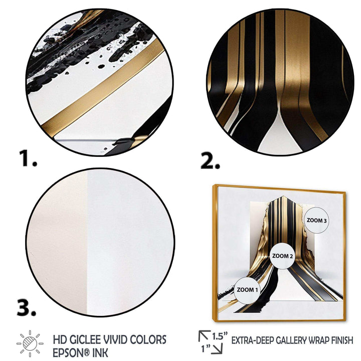 Black And Gold Cubic Expression V - Modern Bedroom Wall Art