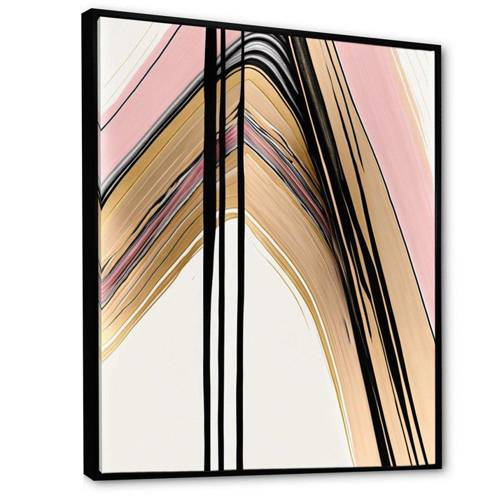 Minimalism Pink And Gold Cubic Fusion V - Modern Bedroom Wall Art