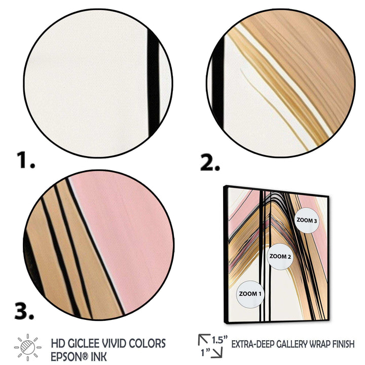 Minimalism Pink And Gold Cubic Fusion V - Modern Bedroom Wall Art