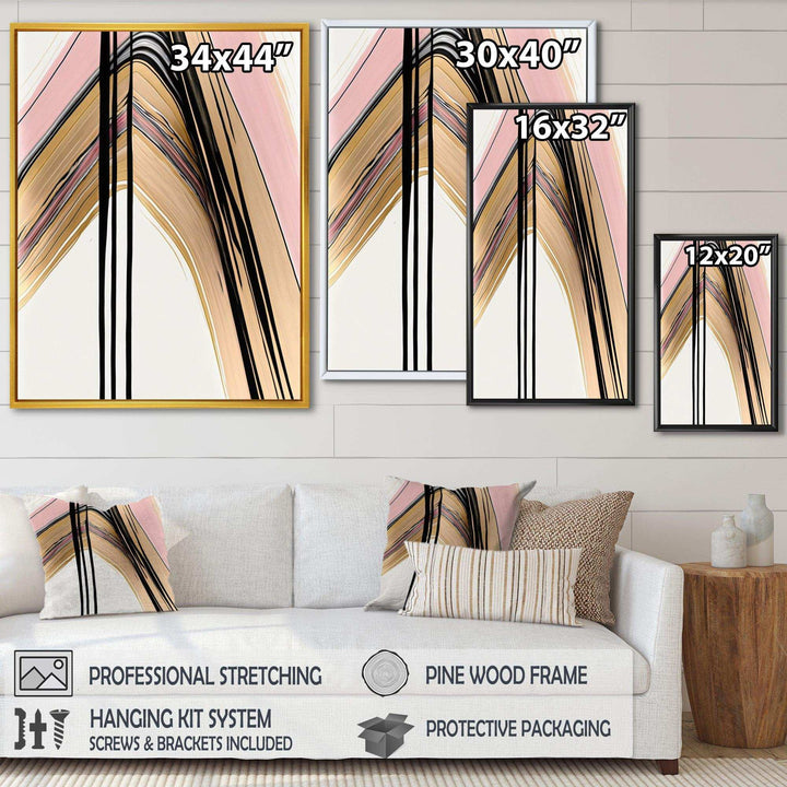 Minimalism Pink And Gold Cubic Fusion V - Modern Bedroom Wall Art