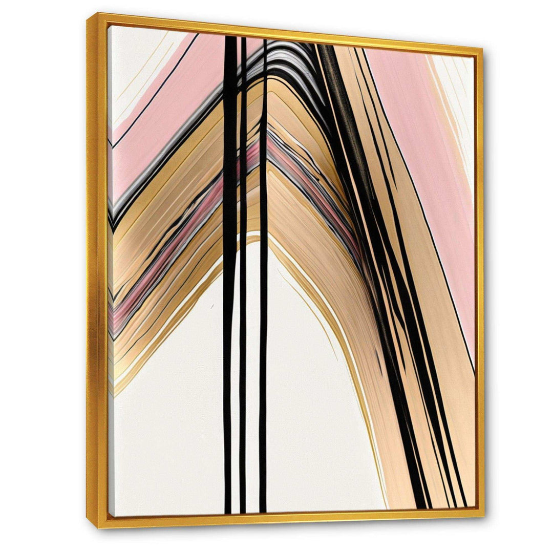 Minimalism Pink And Gold Cubic Fusion V - Modern Bedroom Wall Art