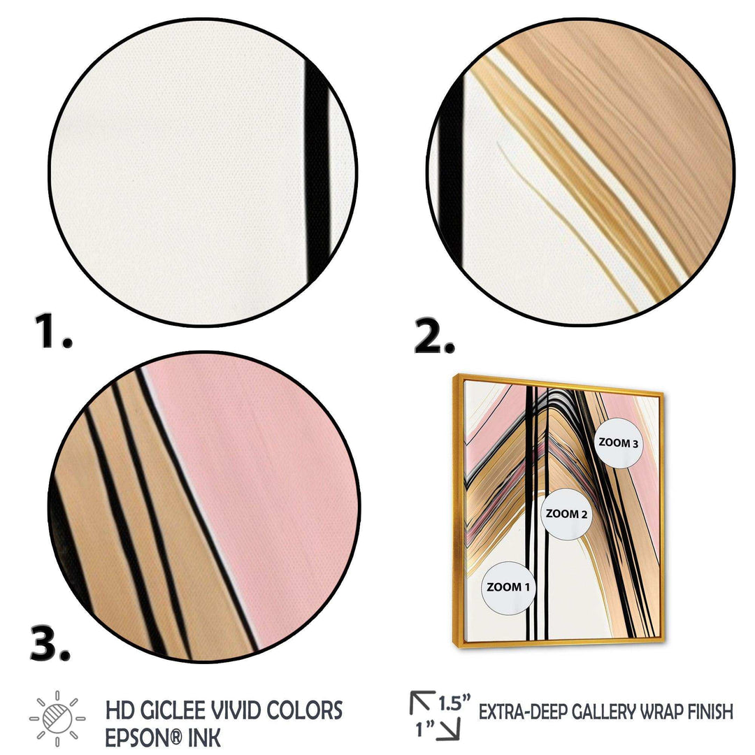 Minimalism Pink And Gold Cubic Fusion V - Modern Bedroom Wall Art