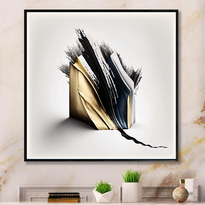 Black And Gold Cubic Expression VI - Modern Bedroom Wall Art