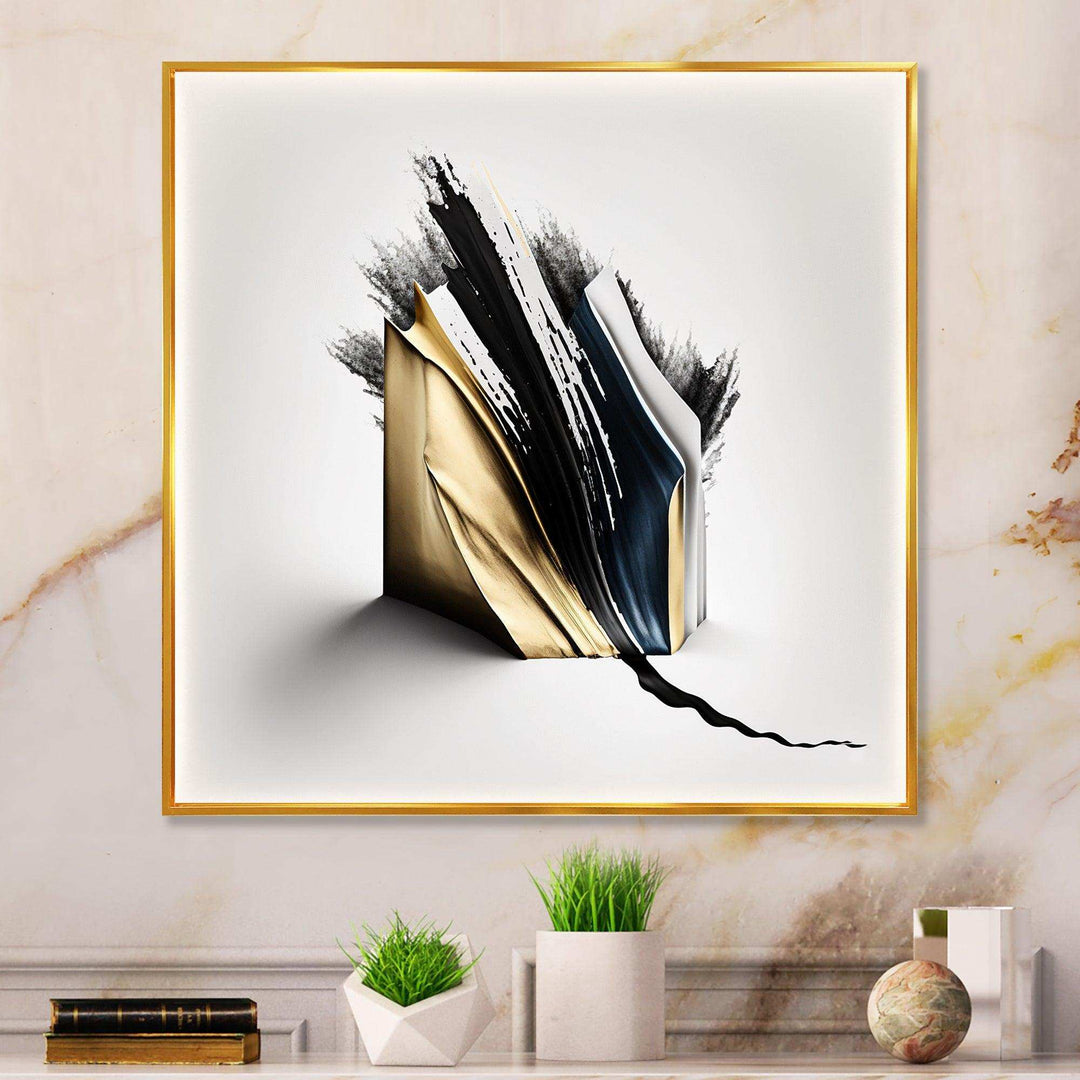 Black And Gold Cubic Expression VI - Modern Bedroom Wall Art
