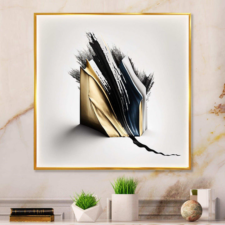Black And Gold Cubic Expression VI - Modern Bedroom Wall Art