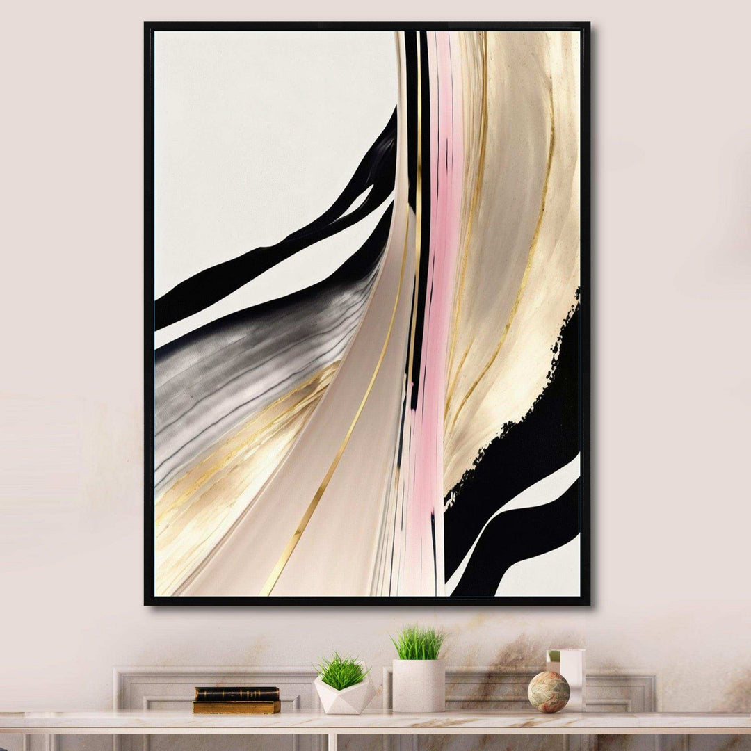 Minimalism Pink And Gold Cubic Fusion VII - Modern Living Room Wall Decor