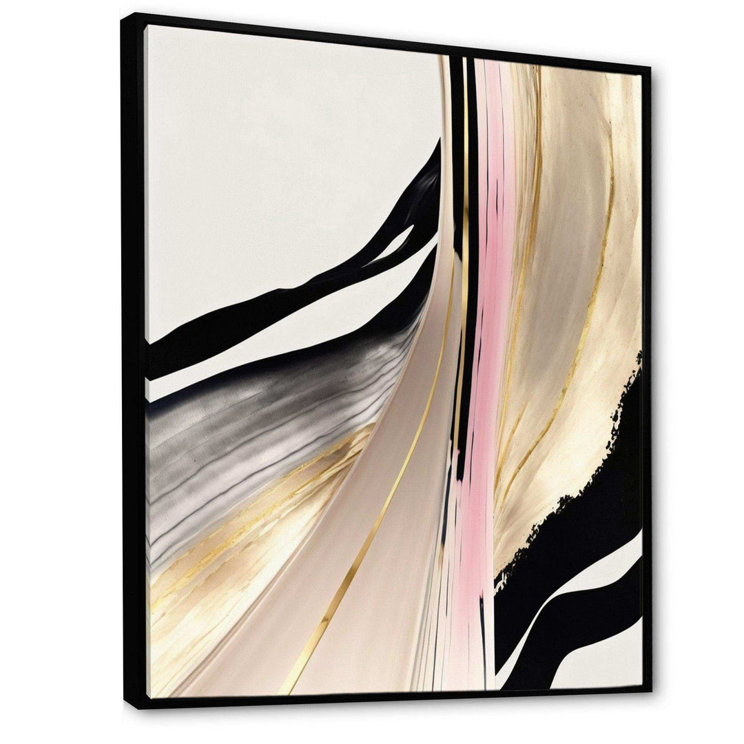 Minimalism Pink And Gold Cubic Fusion VII - Modern Living Room Wall Decor